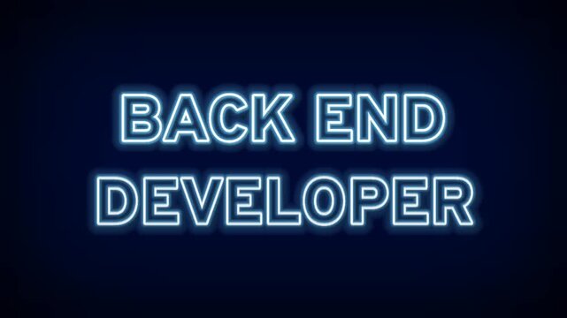 Bright Neon Back End Developer Text Graphic for Server Side Programming Database Management and Information Technology Infrastructure Systems Design