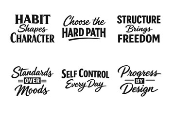Fototapeta premium Inspirational typography quotes on habit, choice, structure, standards, self-control, and progress