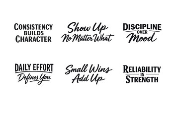 Obraz premium Motivational quotes highlighting consistency, discipline, and daily effort