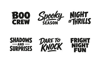 Obraz premium Halloween-themed typography designs with spooky phrases in bold black text