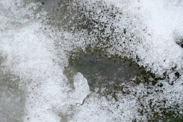 Frozen texture reveals hidden beauty beneath icy surface