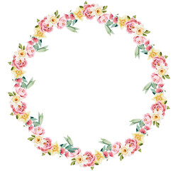 Watercolor wreath of summer flowers