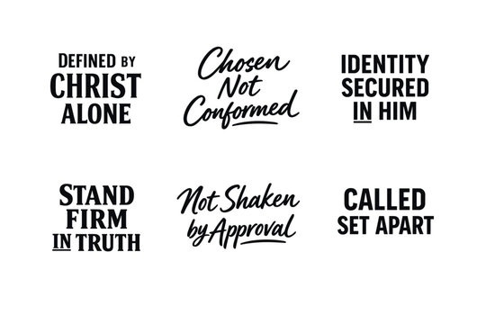 Inspirational christian text designs on white background