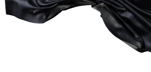 Abstract shot of dark material elegantly draped against a clean white backdrop, creating a sense of luxury and design. © vegefox.com