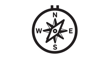 Obraz premium Simple black and white vector graphic illustration of a classic navigational compass design