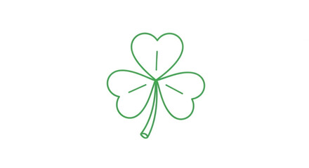 Green four leaf clover with heart shaped leaf luck symbol st patrick's day icon isolated on white background