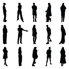 Vector collection set of individual people silhouettes.
