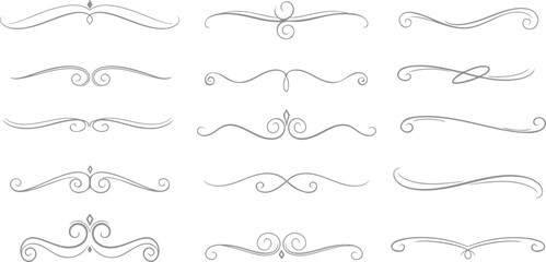 Fototapeta premium Collection of 16 unique hand drawn swirl and flourish designs for art and decoration