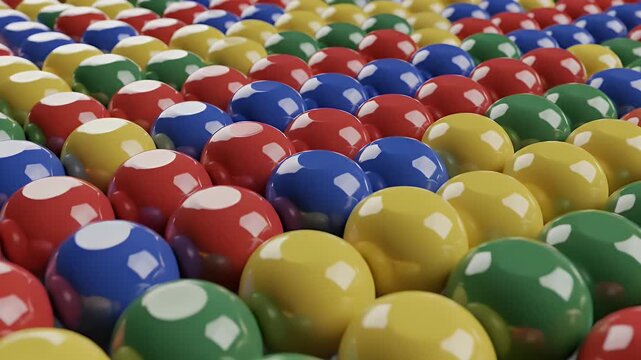 Colorful Pool Balls Arranged in Rows, a Vibrant Display of Billiard Spheres.
