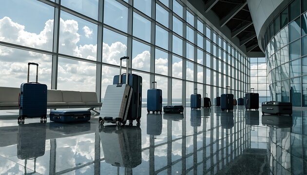 Modern Airport Departure Lounge with Luggage
