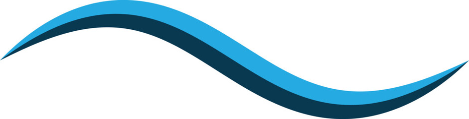 Smooth blue wave shape isolated on transparent background