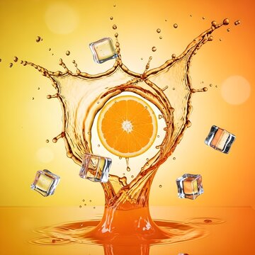 Square high energy liquid splash composition ideal for beverage advertising, juice campaigns, iquid splash composition ideal for beverage advertising, juice campaigns, and FMCG drink promotions.
