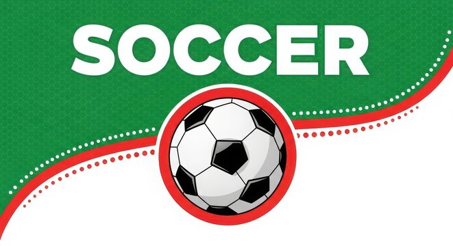 Soccer ball with " SOCER" text and Mexican flag colors