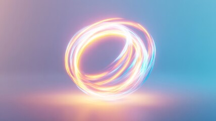 Naklejka premium Glowing neon spiral ball on pastel background for futuristic design