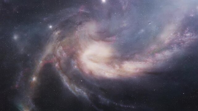 Beautiful spiral galaxy with glowing stars and cosmic clouds in deep space universe