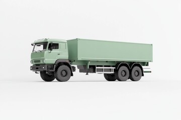 Obraz premium Green cargo truck on white background for transportation and logistics design