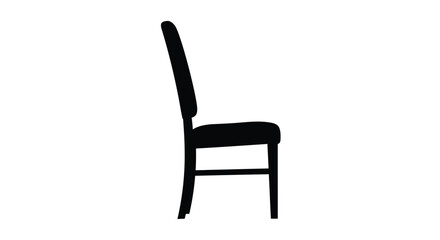 A simple black chair stands isolated against a white background silhouette © Prince