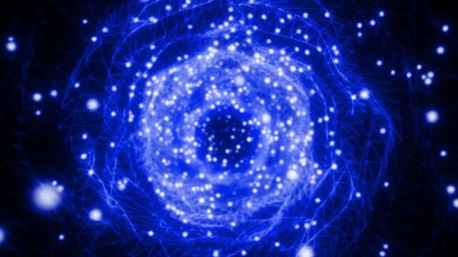 Glowing blue network nodes and connected lines