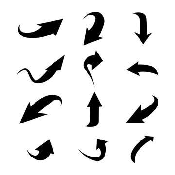 Black arrows set, arrow icon, vector illustration.