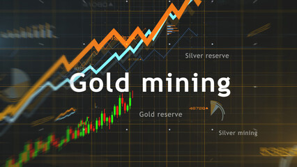 Naklejka premium Gold and silver charts and graphs diagram illustration