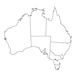 Outline map of Australia showing states and territories © BestBuyPoints