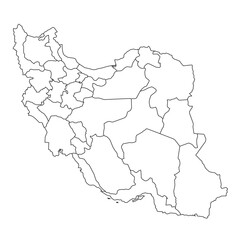 Outline map of Iran showing internal provincial borders and shapes