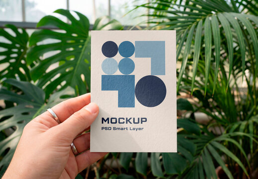 Botanical Card Mockup &ndash; Natural stationery scene