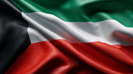 kuwaiti flag waving in the wind. flag of kuwait