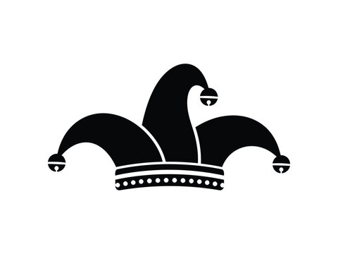A stylized illustration of a jester's hat with bells and a distinctive shape Vector
