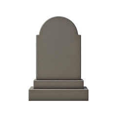 A gray headstone with a flat base and rounded top isolated on transparent background
