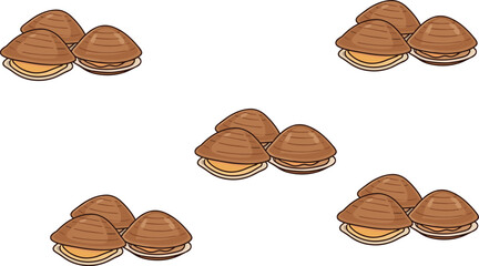 Fresh Clam Shell Seafood Set Hand Drawn Ocean Marine Vector Illustration Collection © Sumon Creative