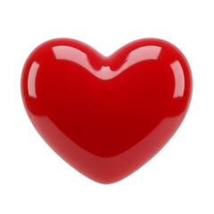 Fototapeta premium A shiny red heart-shaped object with glossy finish isolated on white background