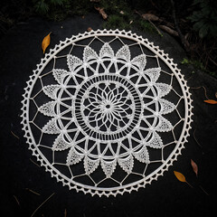 Obraz premium White pattern in a circle on a black background