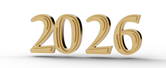 3D render of the year 2026. Perfect for New Year's greetings, future events, and financial planning themes. Ideal for de © vegefox.com
