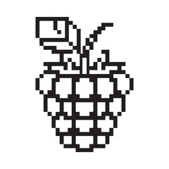 Obraz premium Pixelated illustration of a bunch of grapes with a single leaf