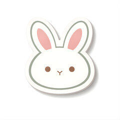 Obraz premium Minimalist Cute Bunny Face Sticker Kawaii Rabbit