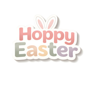 Hoppy Easter Pun Sticker with Bunny Ears