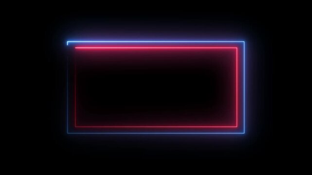 Square rectangle picture frame with two tone neon color motion graphic.4k video