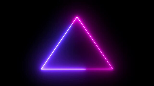 Simple neon triangle animation on black background.4k video