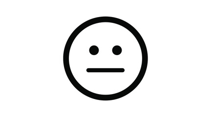 Fototapeta premium A simple emoticon with a neutral expression in a black oval face