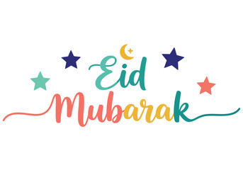 Eid Mubarak colorful vector illustration with stars and crescent moon for festive greetings © artificial_azad!