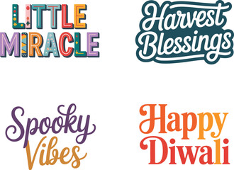 Obraz premium Colorful typographic phrases for holidays and occasions