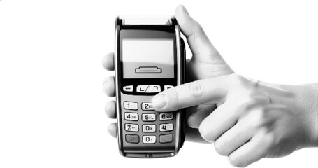 Hand Using Mobile Phone Halftone Texture Effect