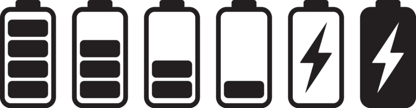 Battery level icons showing different charge levels on white background