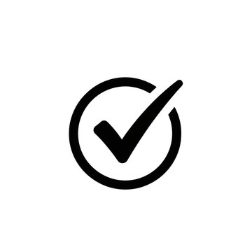 Black checkmark in a circle isolated on transparent background