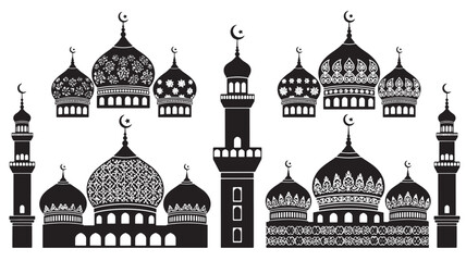 Set of 12 mosque domes and minarets vector icons © Abdullah