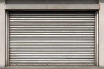 Obraz premium Rolling metal shutter door found on a building in a city during the daytime