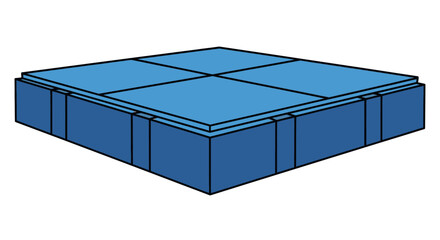 Abstract geometric blue platform structure isolated design element