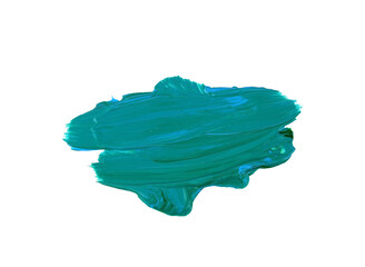 Teal Green Acrylic Paint Stroke Isolated on Transparent Background &ndash; Thick Brush Texture