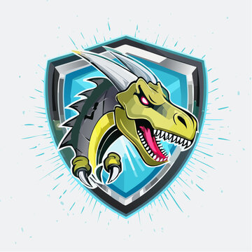 3D esports logo with terrifying Therizinosaurus claws slashing across the emblem